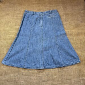 LL Bean Women's Size 8 Reg Light Wash Denim Seamed Trumpet Midi Skirt